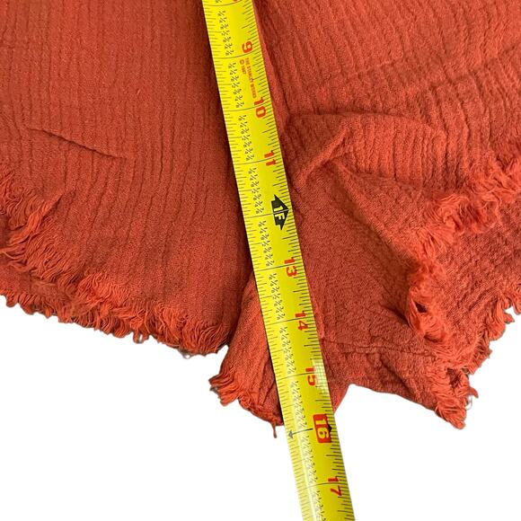 Blank NYC Sunset Escape Shorts Womens M Orange Red High Rise Cotton Raw Hem NWT - Picture 12 of 16